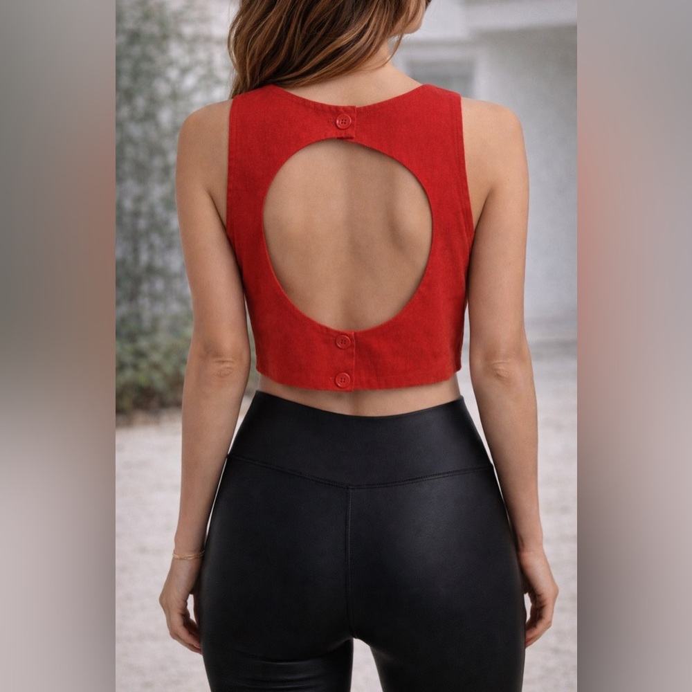 Diane & Co Handmade Crop Top | Open Back Statement Top | Cotton Lined | Size M